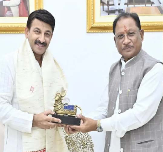  छत्तीसगढ़ में होगी फिल्म सिटी की स्थापना, सीएम विष्णु से मिले सांसद मनोज तिवारी